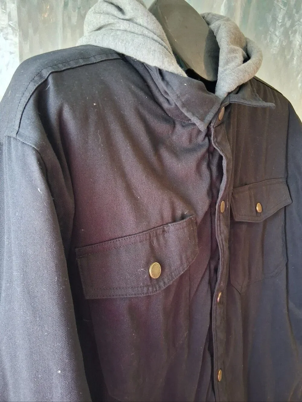 Noble Outfitters Men's Black Hooded Field Jacket - Classic Casual Layer Sz L